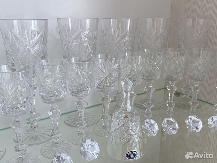 Штоф рог ваза фужеры хрусталь времен СССР