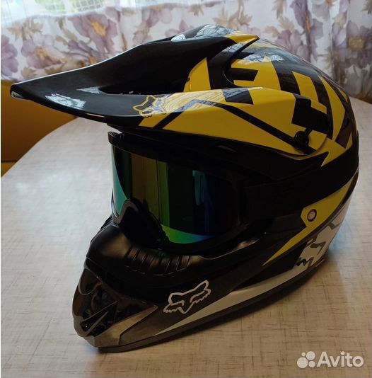 Мото шлем кроссовый с очками для мотоцикла питбайк