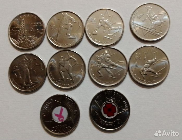 Монеты юбилейные 25 центов Канада