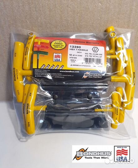 Набор из 10 шестигранных дюймовых Т-образных ключе