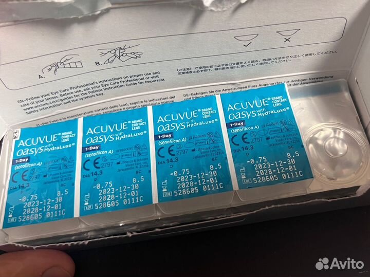 Линзы контактные однодневные -0,75