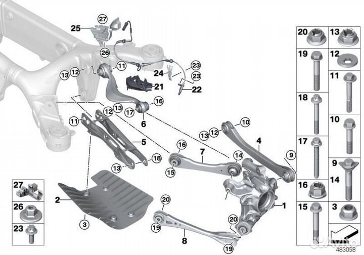 Кулак поворотный задний левый Bmw X3 G01