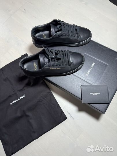 Кожаные кеды YSL Saint Laurent черные