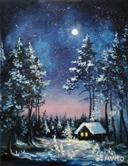 Зимние пейзажи маслом на холсте