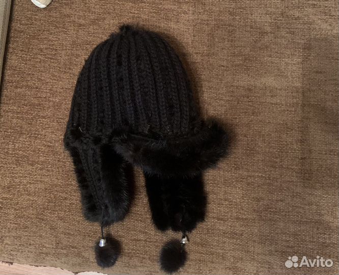 Шапка норковая вязанная женская