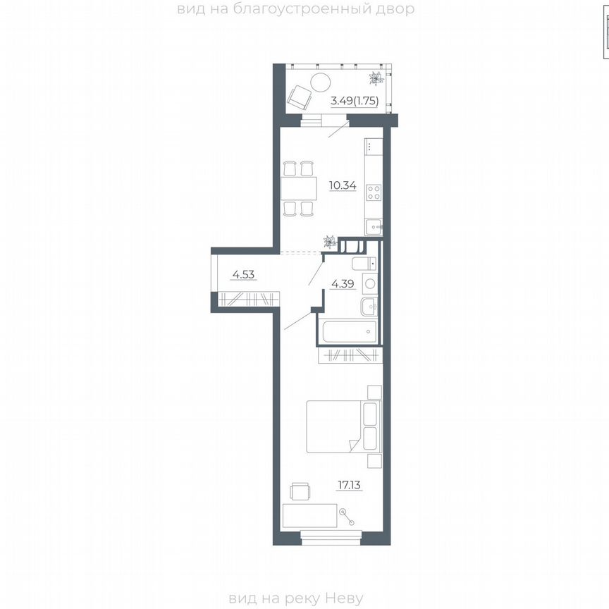 1-к. квартира, 38,1 м², 5/5 эт.