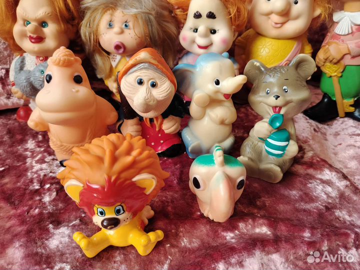 Резиновые игрушки СССР Буратино, Карлсон, Баба Яга