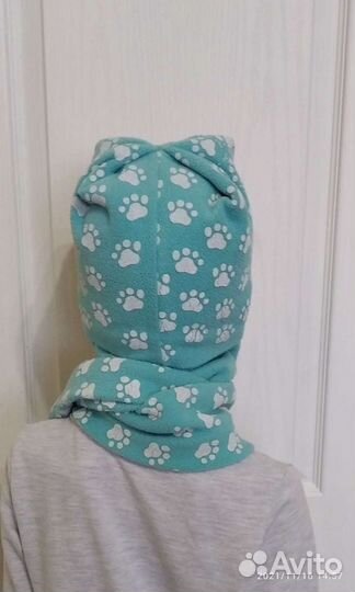 Шапка и шарф из двойного флиса р.52-56