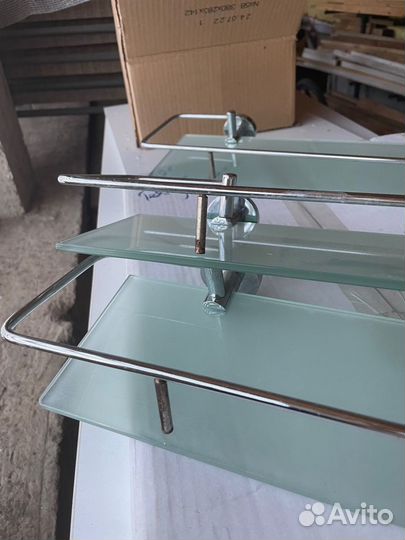 Три полки для ванной хром+стекло матовое 50см