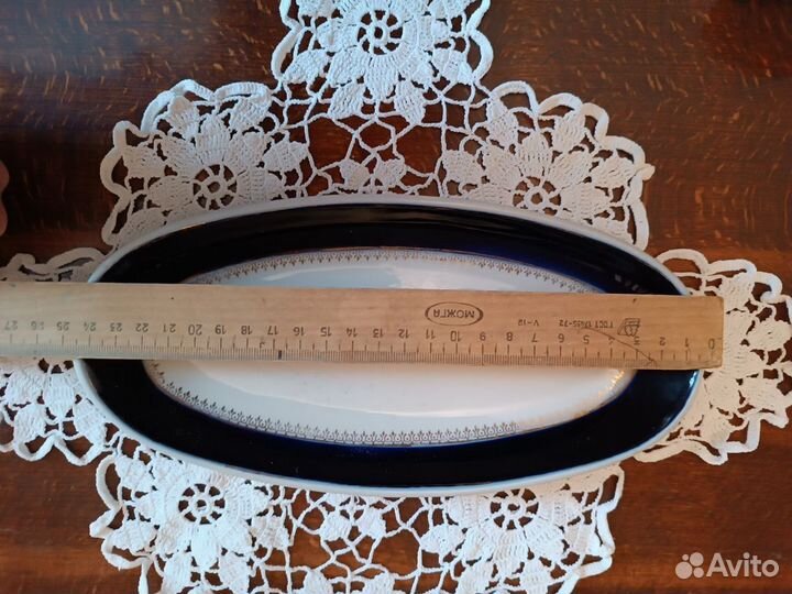 Селедочница, фарфор, кобальт,позолота. СССР