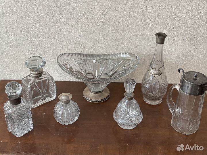 Хрустальные штофы, кувшины, вазы, конфетницы
