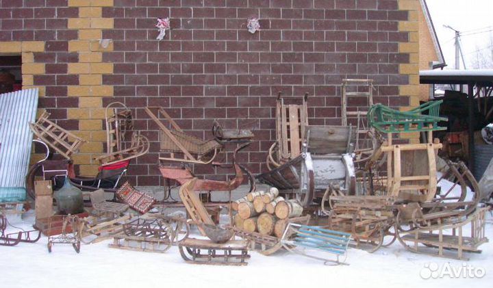 Детские расписные санки старинные с росписью аренд