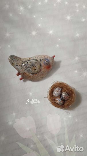 Броши Птичка & Гнездо (сет)
