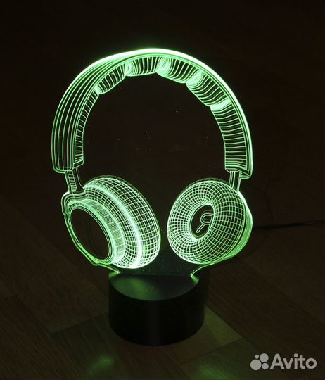 Светодиодный 3D ночник Наушники