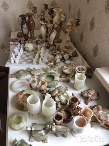 Фужеры рюмки подсвечники вазы из камня оникс