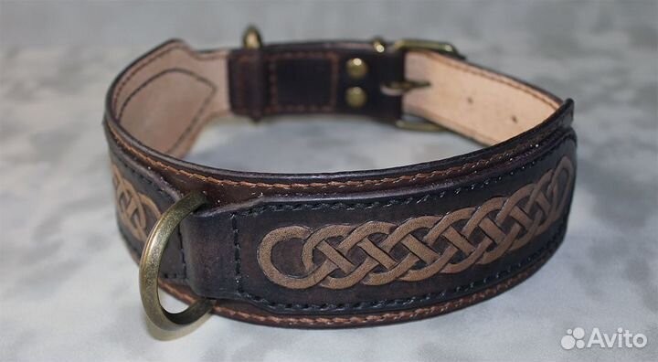 Ошейник из кожи ручной работы
