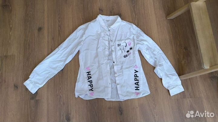 Школьная рубашка для девочки с рисункажи