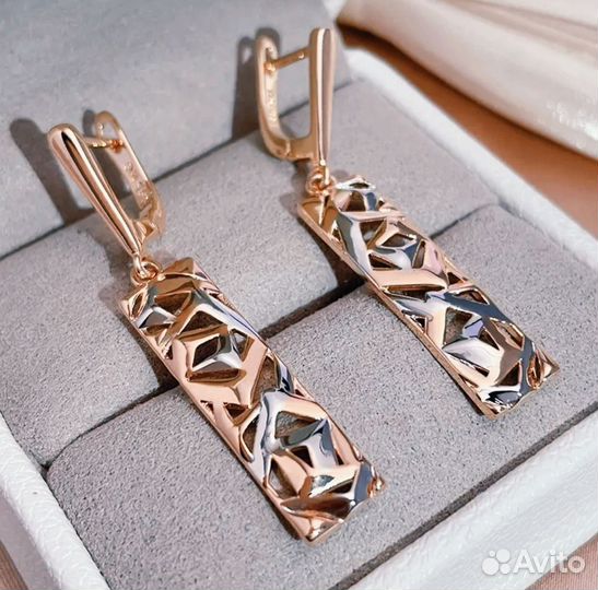 Модные серьги золото 585 RG