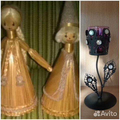 Фигурки из соломы и подсвечник