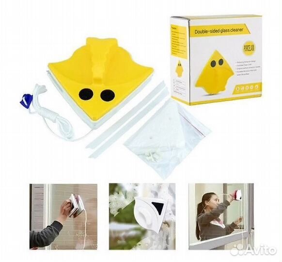 Угловая магнитная щетка для мытья окон