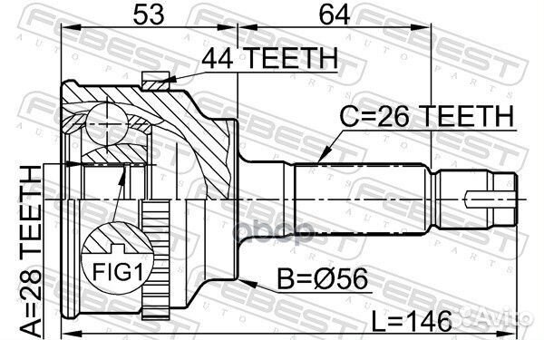 Шрус наружный 28x56x26 (mazda premacy CP 1999-2