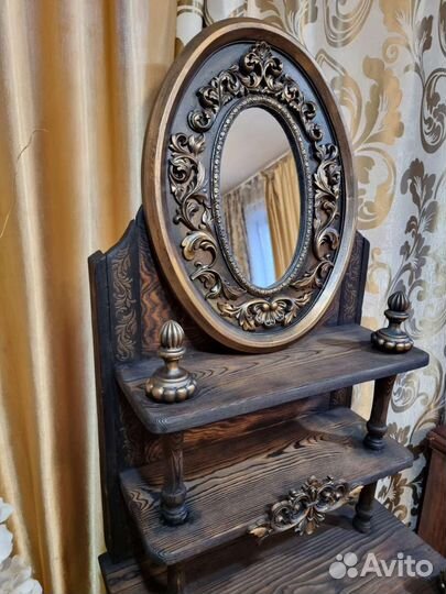 Старинная этажерка,шкаф, тумба с зеркалом