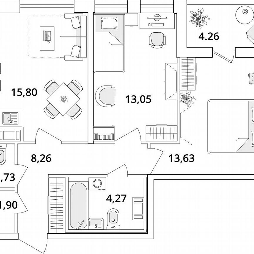 2-к. квартира, 61,3 м², 2/18 эт.