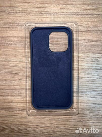 Чехол на iPhone 13 pro синий силикон+альканта