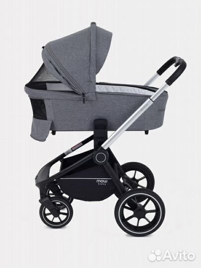 Коляска 3 в 1 mowbaby zoom PU серебристый серый