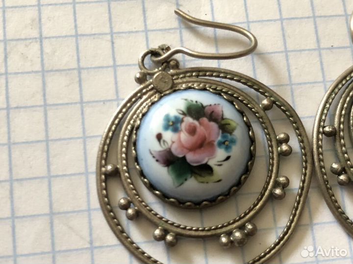 Серьги. финифть.скань