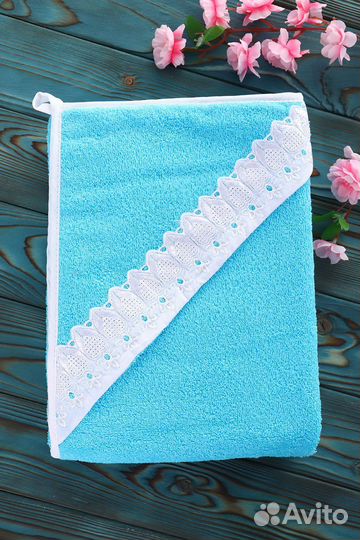 Уголок полотенце с кружевом детский для малышей