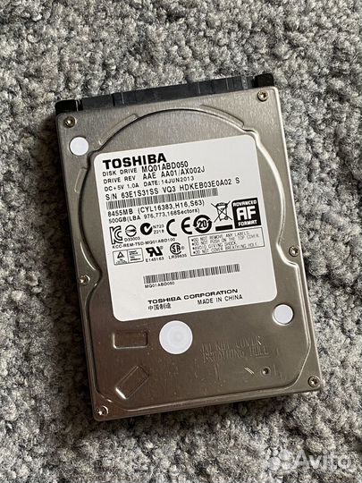 Жесткий диск hdd 2.5 500 гб Toshiba (5400об 8мб)