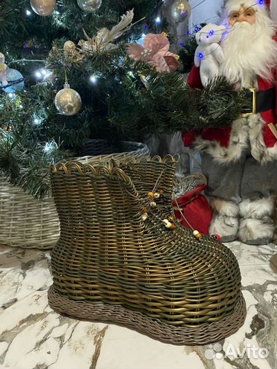 Кашпо башмак из ротанга