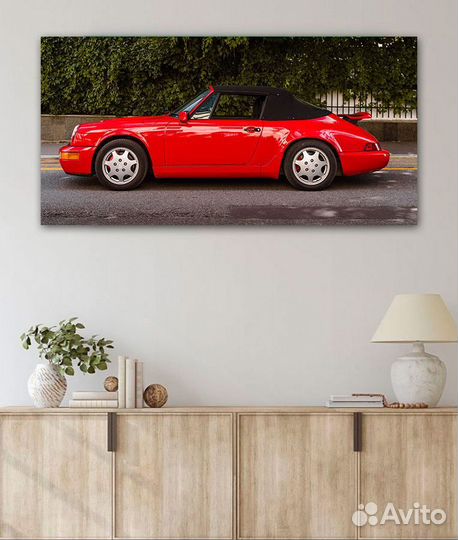 Интерьерная картина Красный Порш Porche 911 964 на