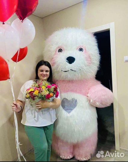 Бело розовая панда Ягодка