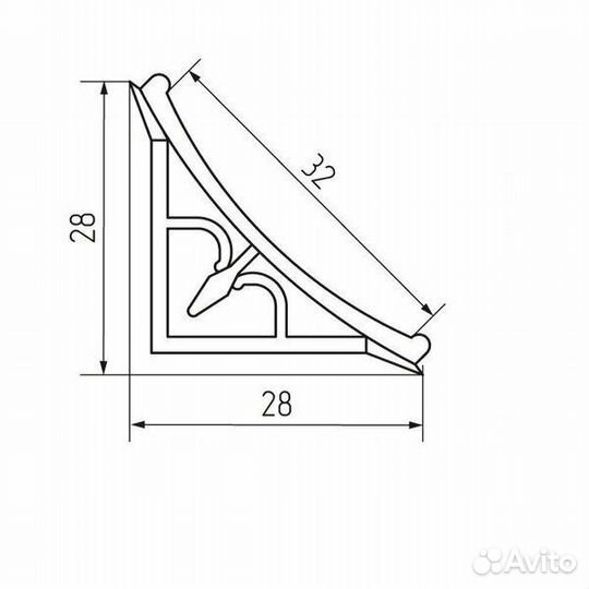 Плинтус IKEA для столешницы алюминиевый вогнутый