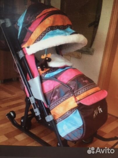 Санки коляска ника 7 3, цвет скандинавский розовый