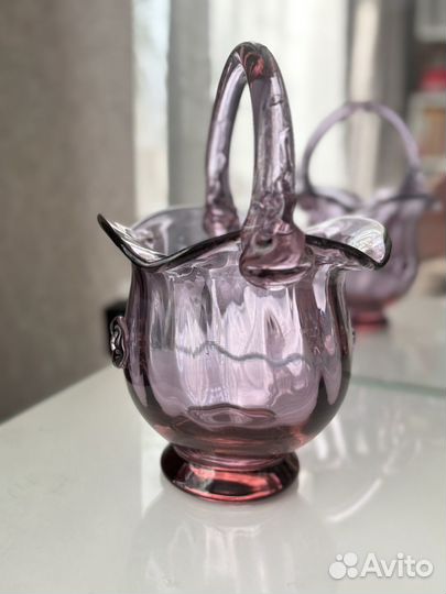 Конфетница цветное стекло