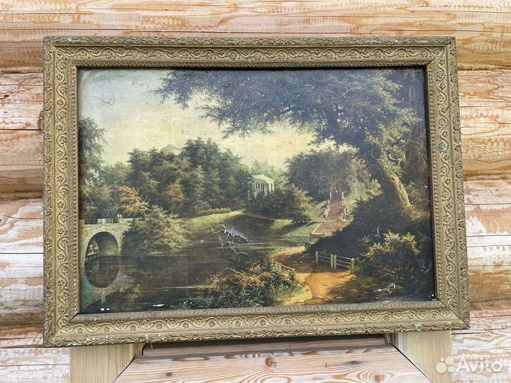 Картина советская в деревянной раме