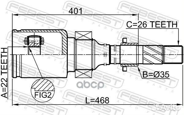 ШРУС внутренний правый к-кт 22x35x26 Mazda
