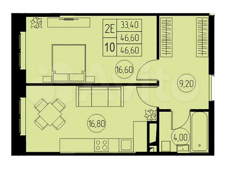 1-к. квартира, 46,6 м², 9/23 эт.