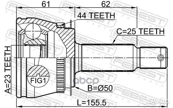 Шрус наружный 23X50X25 1210lana44 Febest