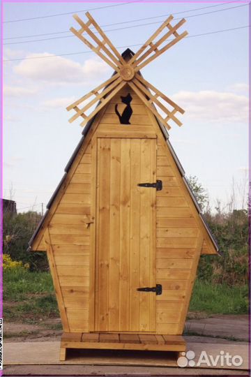 Дачный туалет деревянный прямоугольник ASH