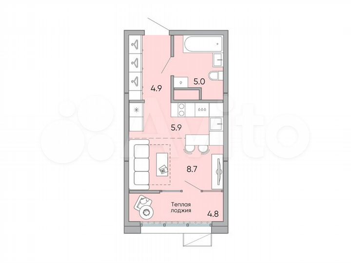 Квартира-студия, 29,3 м², 14/18 эт.