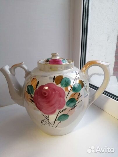 Чайник СССР Дулёво Розы большой4,5 л заварочный