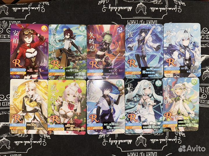 Коллекционные карточки геншин SR, R голо и обыч