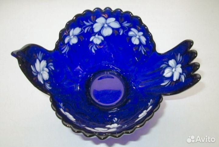 Ваза в виде птицы, кобальт, роспись, СССР