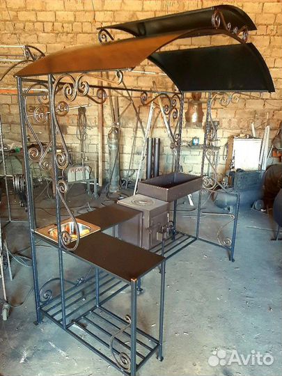 Мангал с печью и мойкой