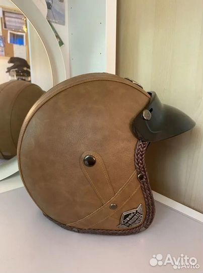 Мото шлем открытый кожа, новый SM