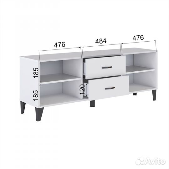 Белая тумба под телевизор твм-6